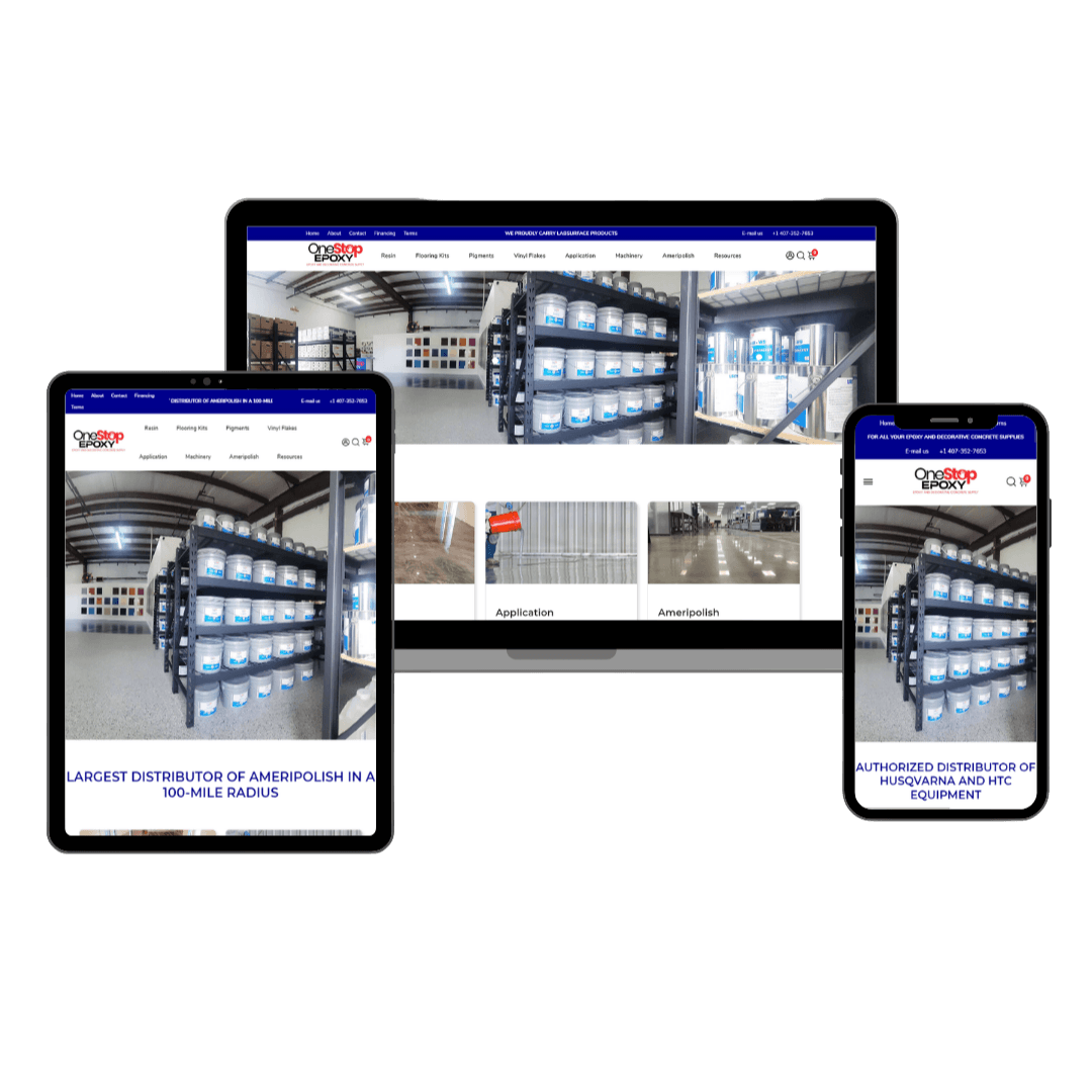 onestopepoxy responsive website mockup