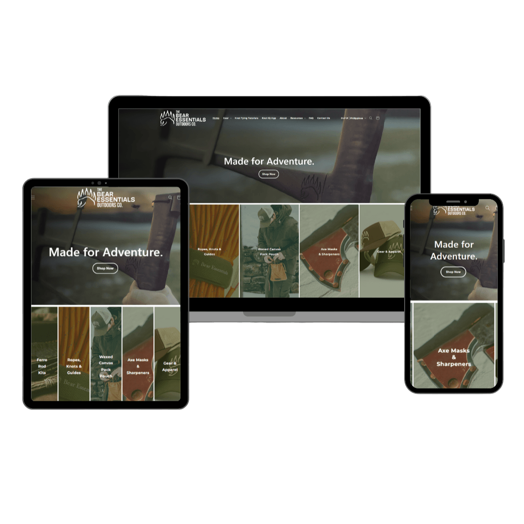 bear essentials responsive website mockup